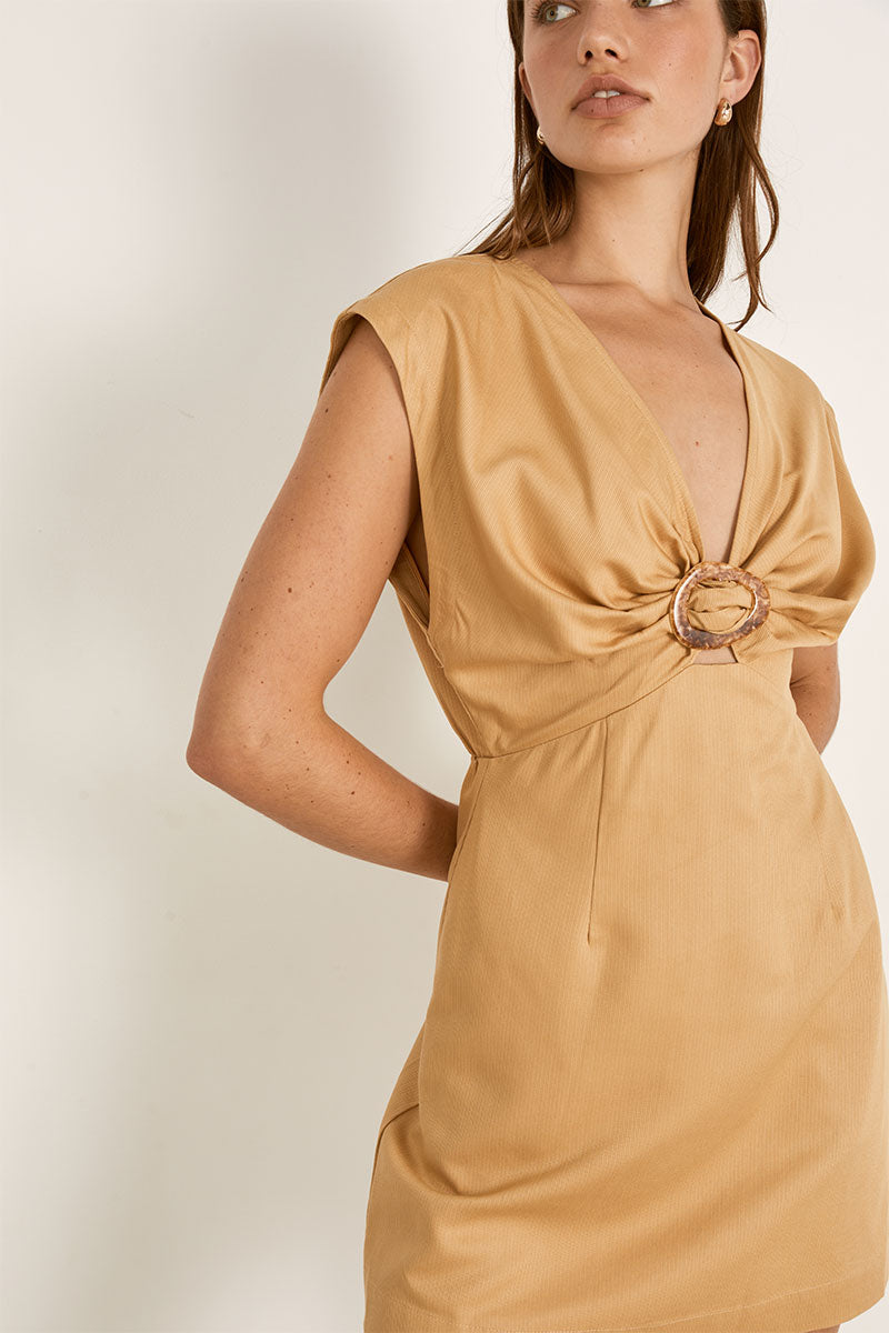 Mon Renn women's Clothing Sydney Relic Mini Dress Brown