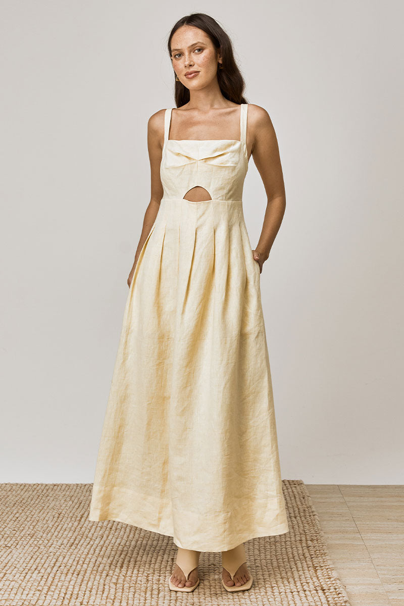 Mon Renn women's Clothing Sydney Rise Midi Dress Yellow