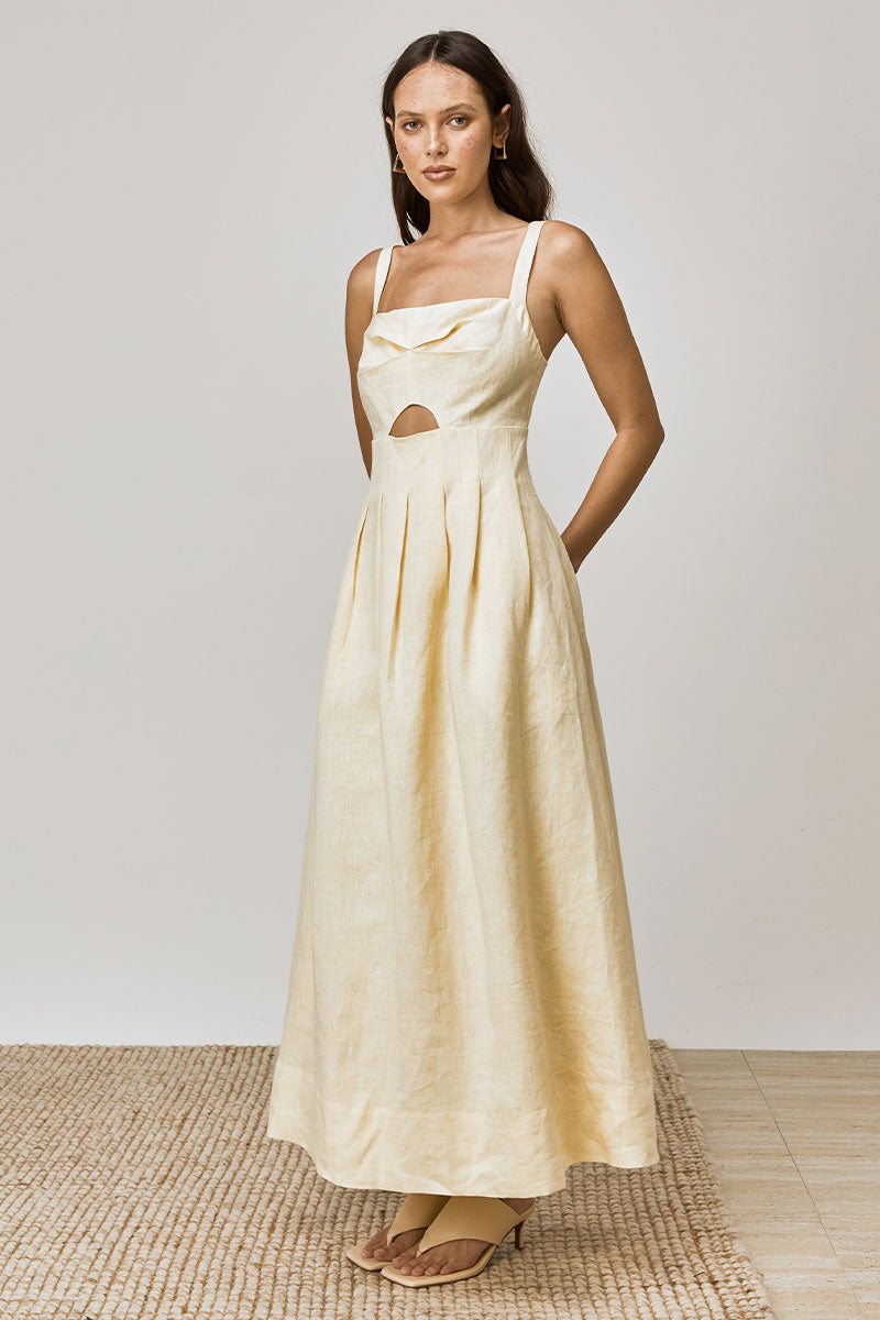 Mon Renn women's Clothing Sydney Rise Midi Dress Yellow