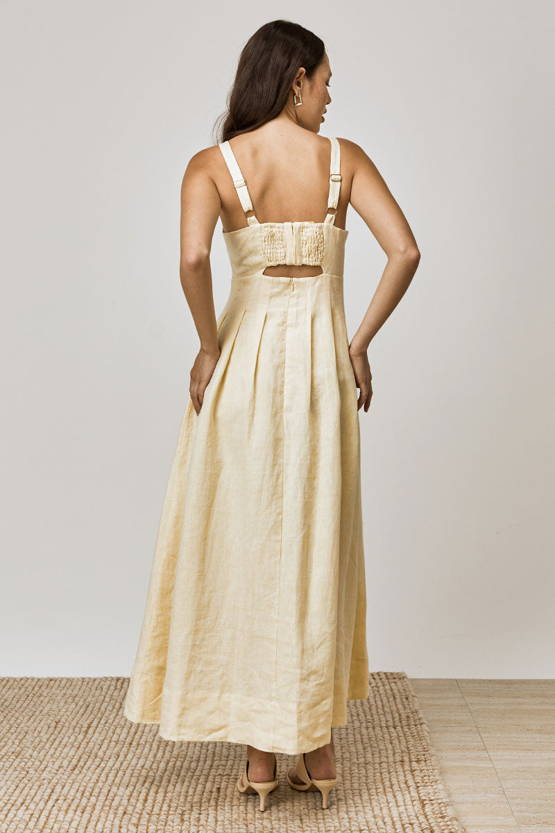 Mon Renn women's Clothing Sydney Rise Midi Dress Yellow