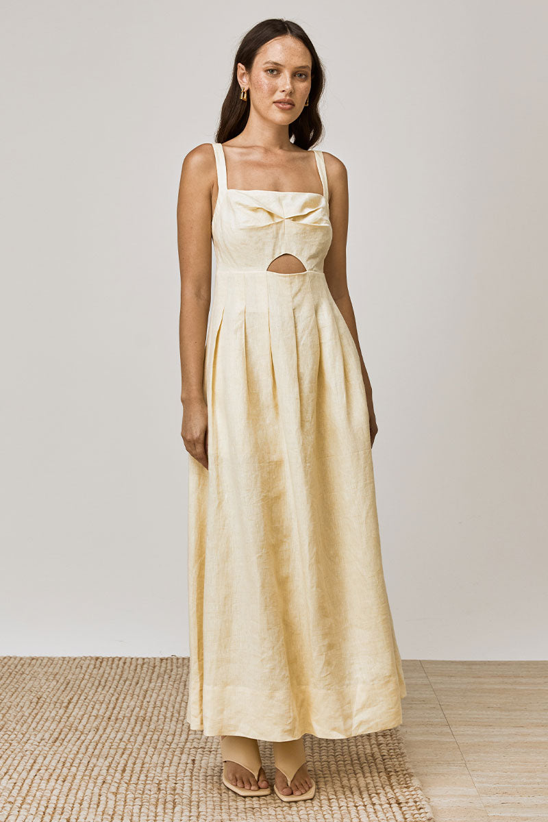 Mon Renn women's Clothing Sydney Rise Midi Dress Yellow