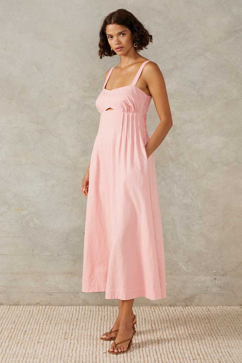 SUNLIGHT MIDI DRESS - BLUSH PINK