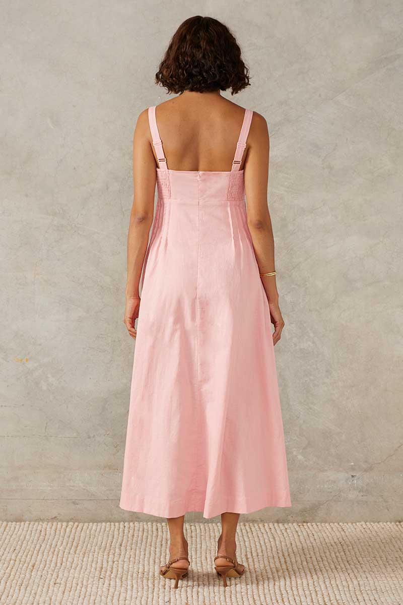 SUNLIGHT MIDI DRESS - BLUSH PINK