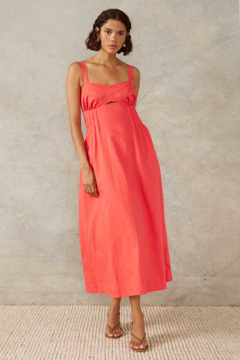 SUNLIGHT MIDI DRESS - HIBISCUS PINK