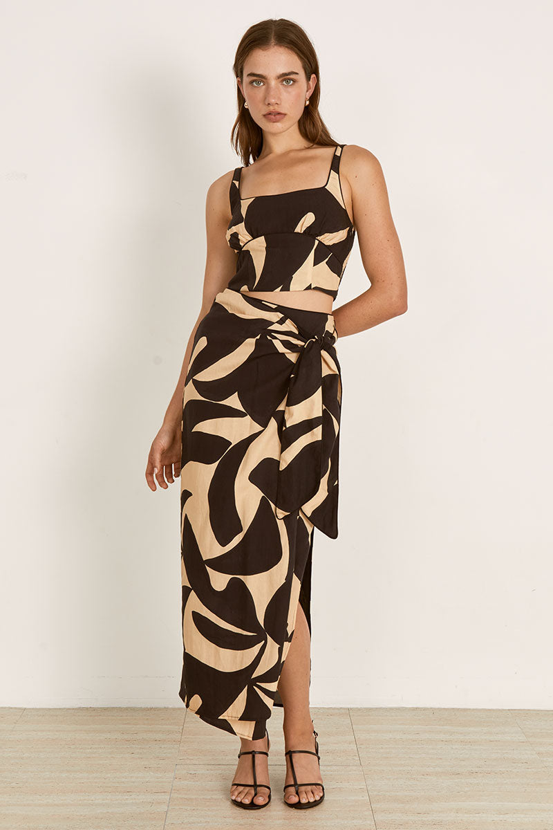 Mon Renn women's Clothing Sydney Surreal Wrap Skirt Black