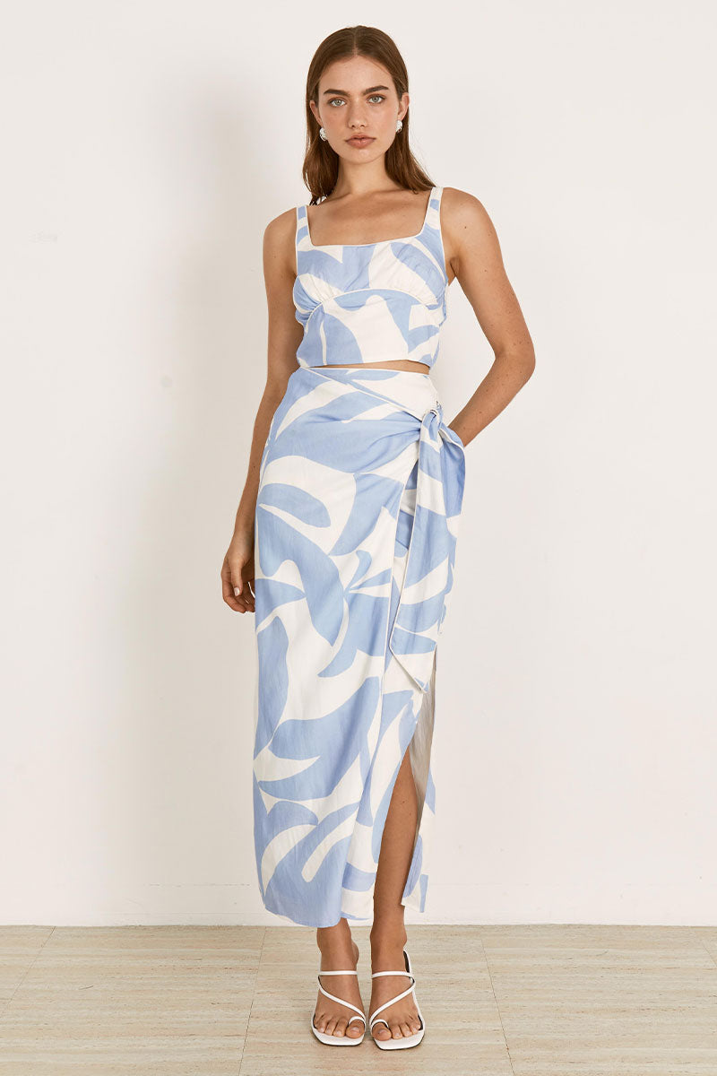 Mon Renn women's Clothing Sydney Surreal Crop Blue