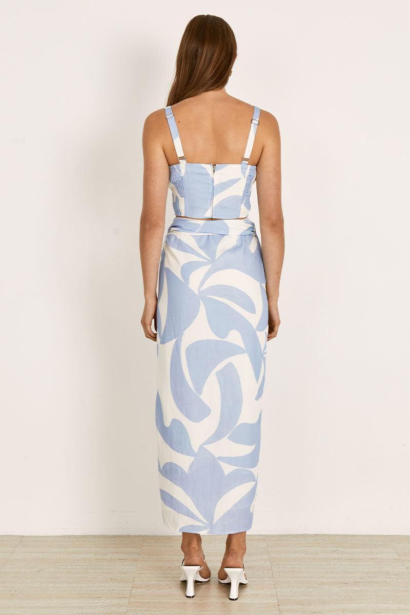 Mon Renn women's Clothing Sydney Surreal Wrap Skirt Blue