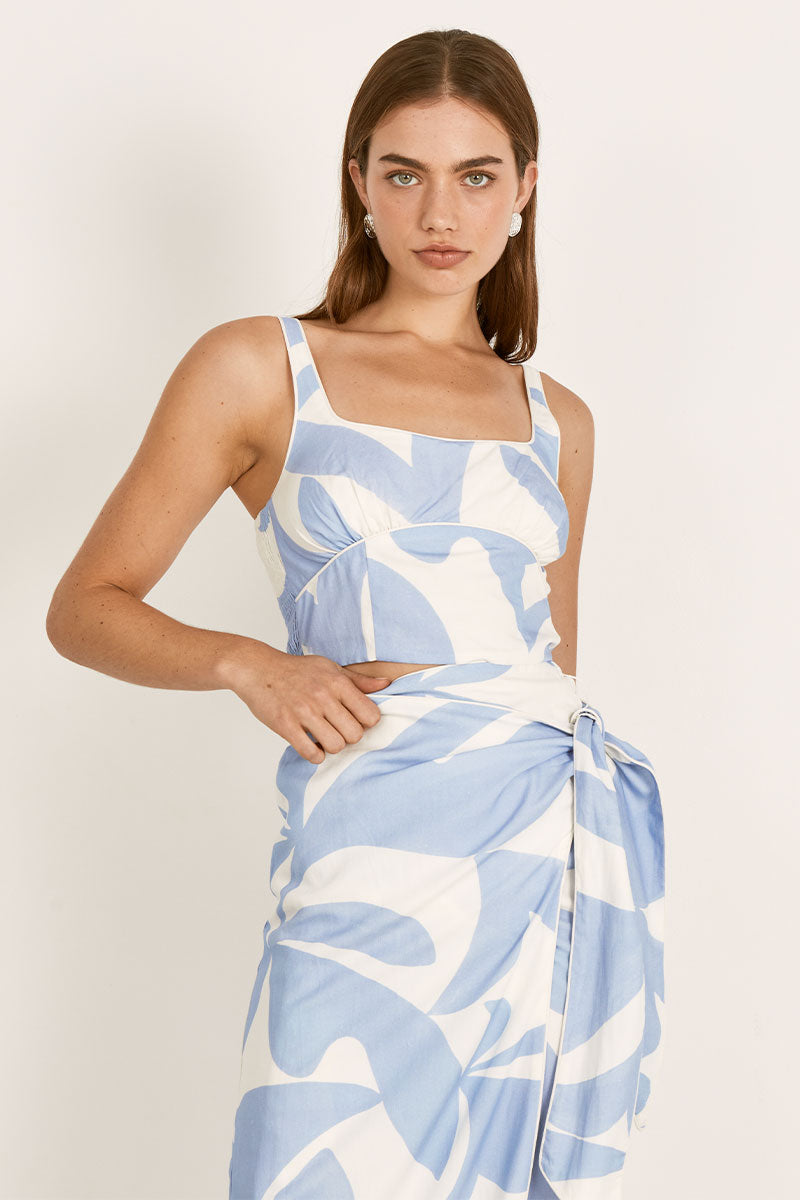Mon Renn women's Clothing Sydney Surreal Crop Blue