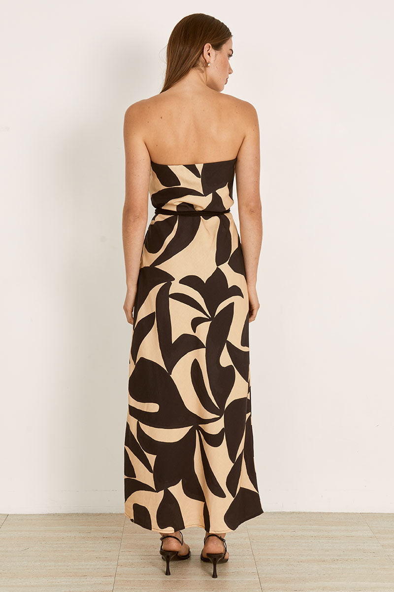 Mon Renn women's Clothing Sydney Surreal Strapless Midi Dress Black