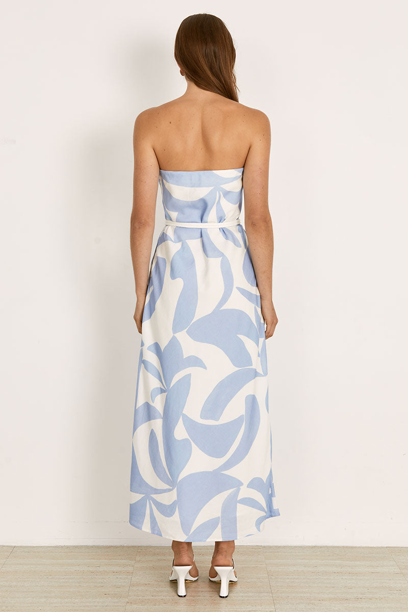 Mon Renn women's Clothing Sydney Surreal Strapless Midi Dress Blue