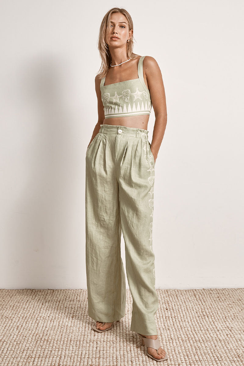 Mon Renn women's Clothing Sydney Swell Pant Green