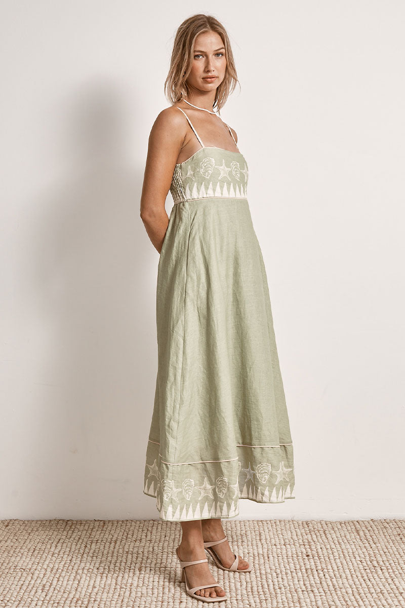 Mon Renn women's Clothing Sydney Swell Midi Dress Green