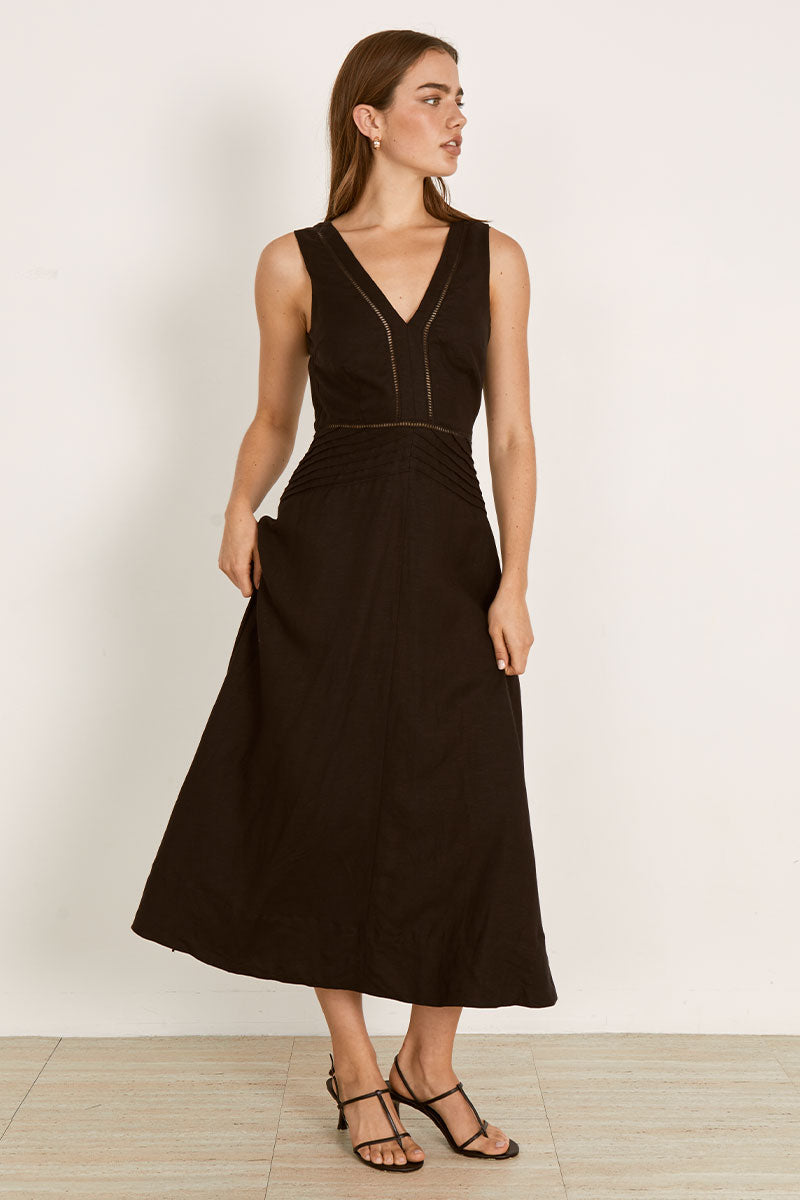 Mon Renn women's Clothing Sydney Zenith Midi Dress Black