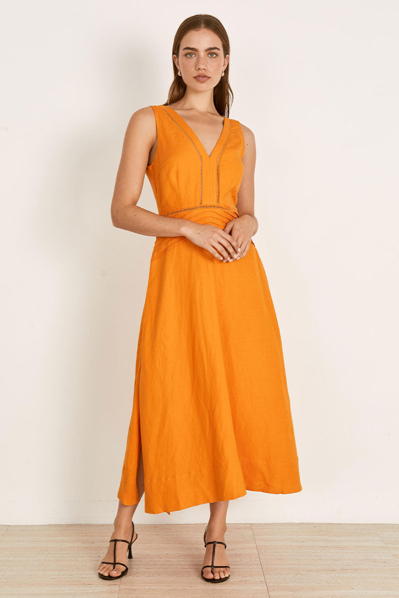 Mon Renn women's Clothing Sydney Zenith Midi Dress Orange