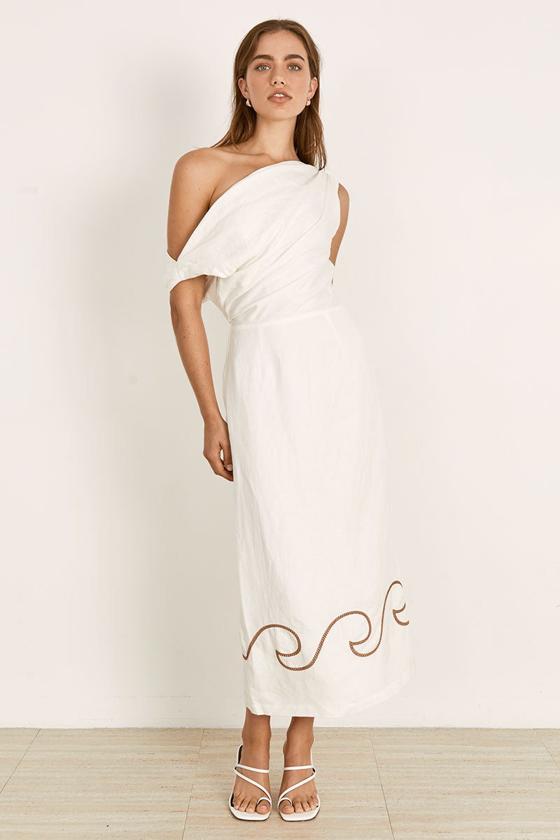 Mon Renn women's Clothing Sydney Fresco Midi Dress White
