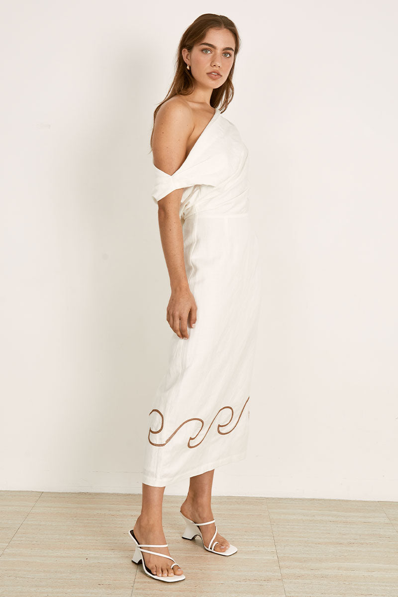 Mon Renn women's Clothing Sydney Fresco Midi Dress White