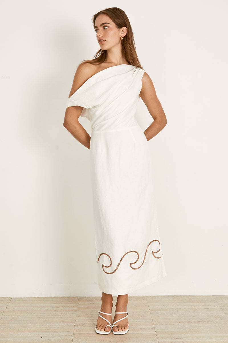 Mon Renn women's Clothing Sydney Fresco Midi Dress White