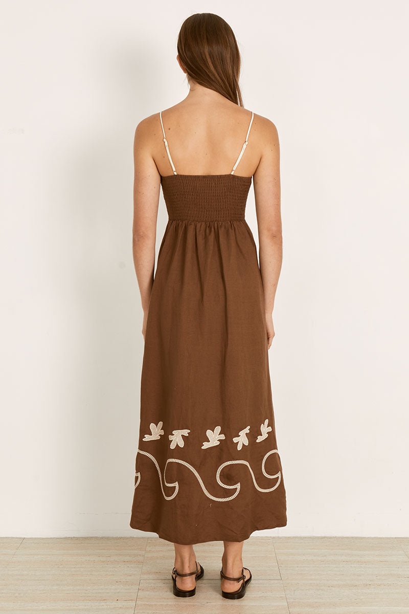 Mon Renn women's Clothing Sydney Fresco Midi Dress Brown