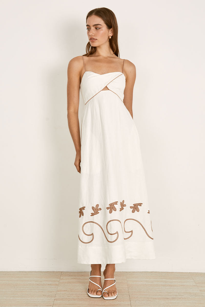 Mon Renn women's Clothing Sydney Fresco Midi Dress White