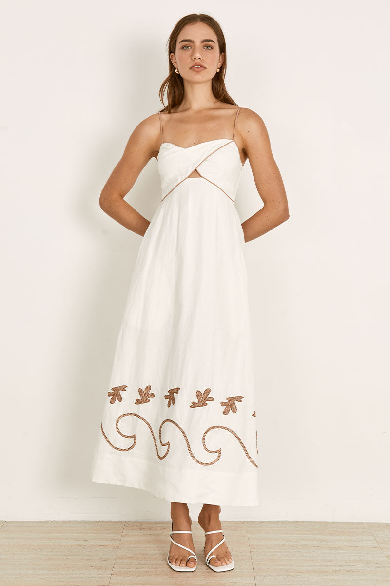 Mon Renn women's Clothing Sydney Fresco Midi Dress White