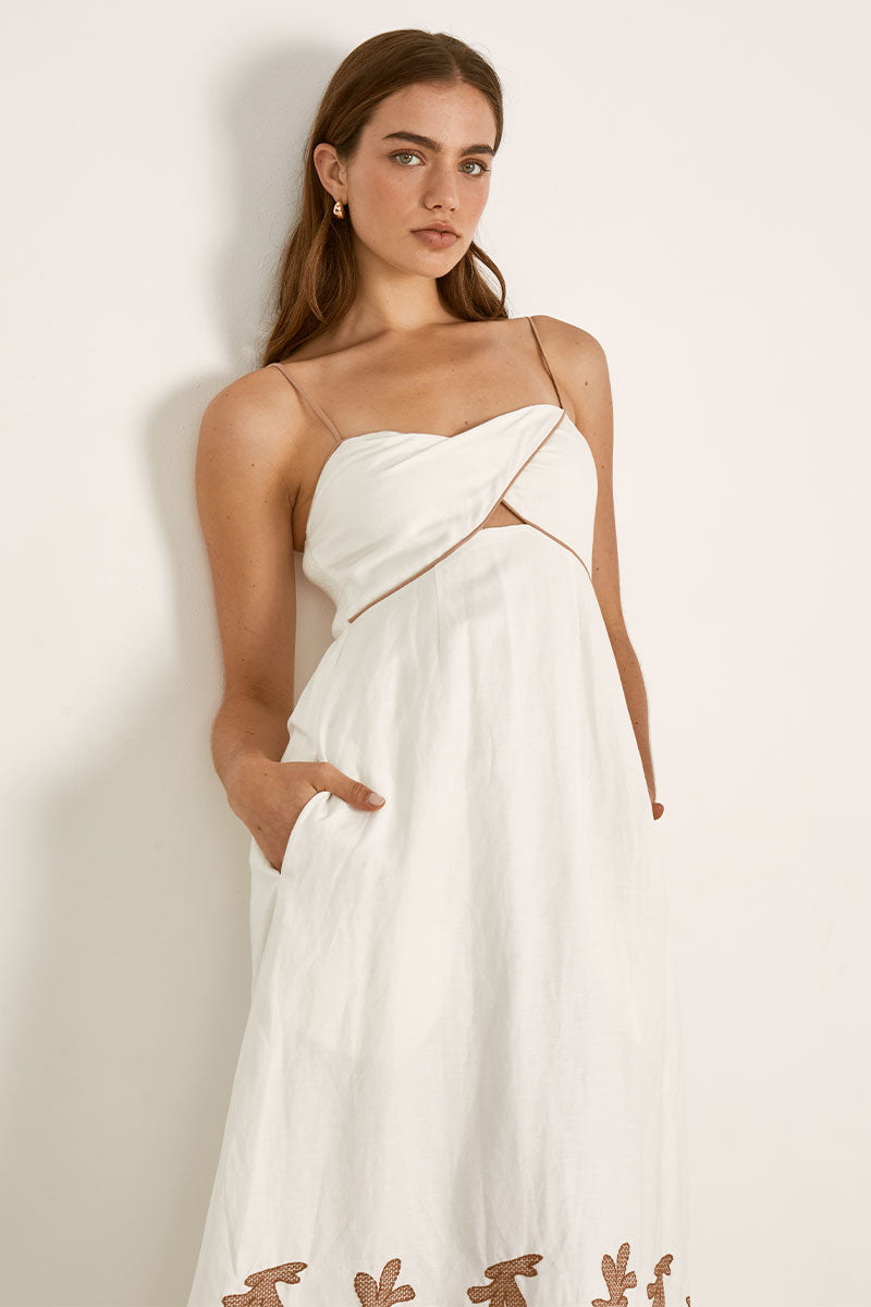 Mon Renn women's Clothing Sydney Fresco Midi Dress White
