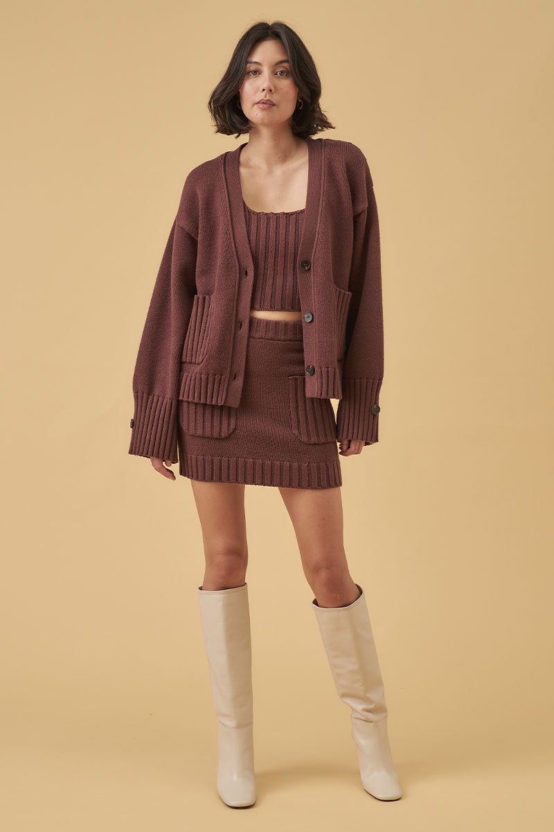 Mon Renn women's Clothing Sydney Hudson Knit Cardigan Brown