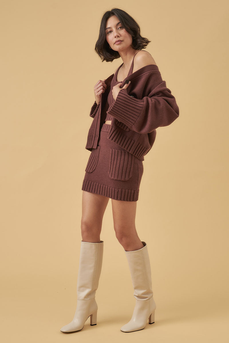 Mon Renn women's Clothing Sydney Hudson Knit Cardigan Brown