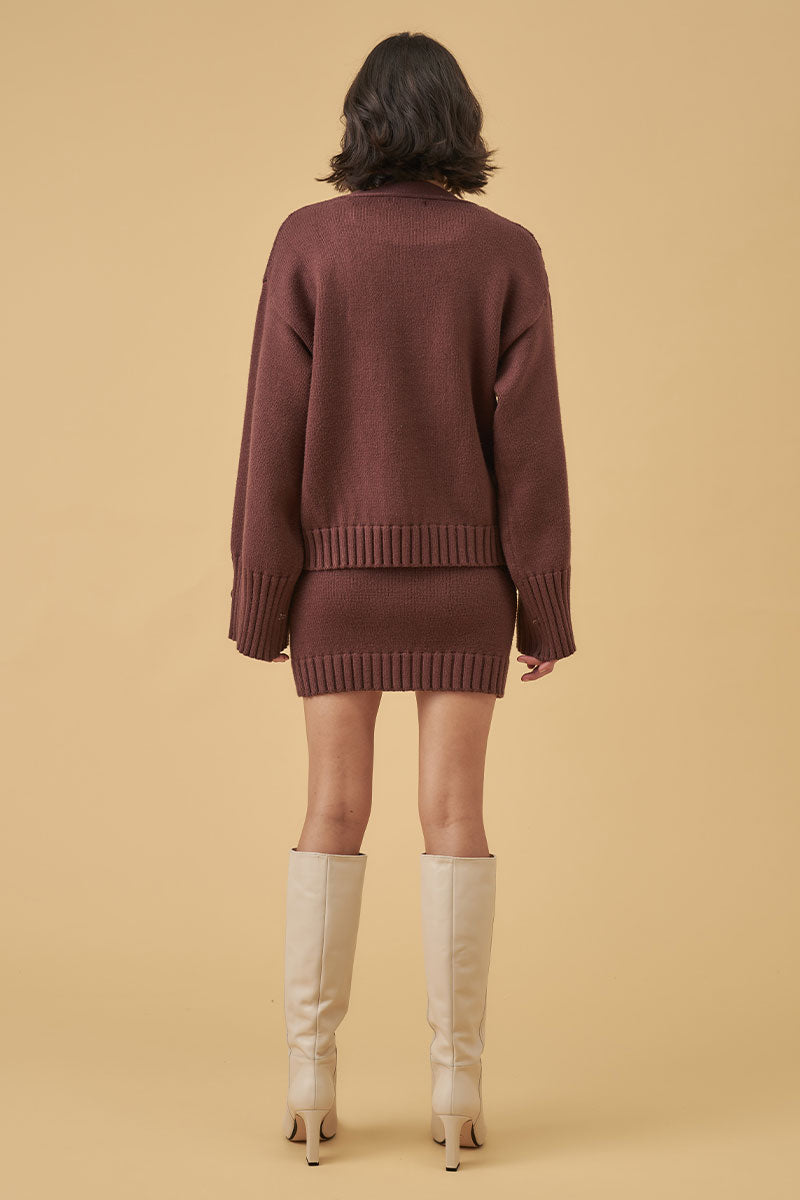 Mon Renn women's Clothing Sydney Hudson Knit Cardigan Brown