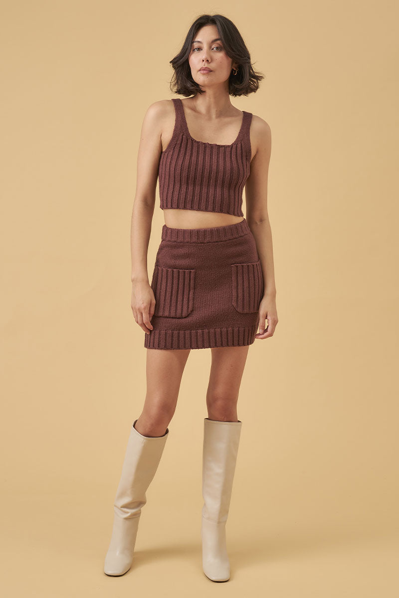 Mon Renn women's Clothing Sydney Hudson Knit Skirt Brown