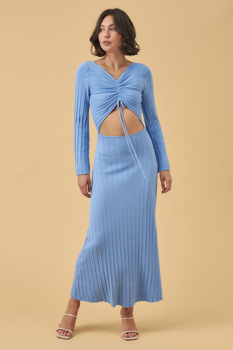 Mon Renn women's Clothing Sydney sense knit dress blue