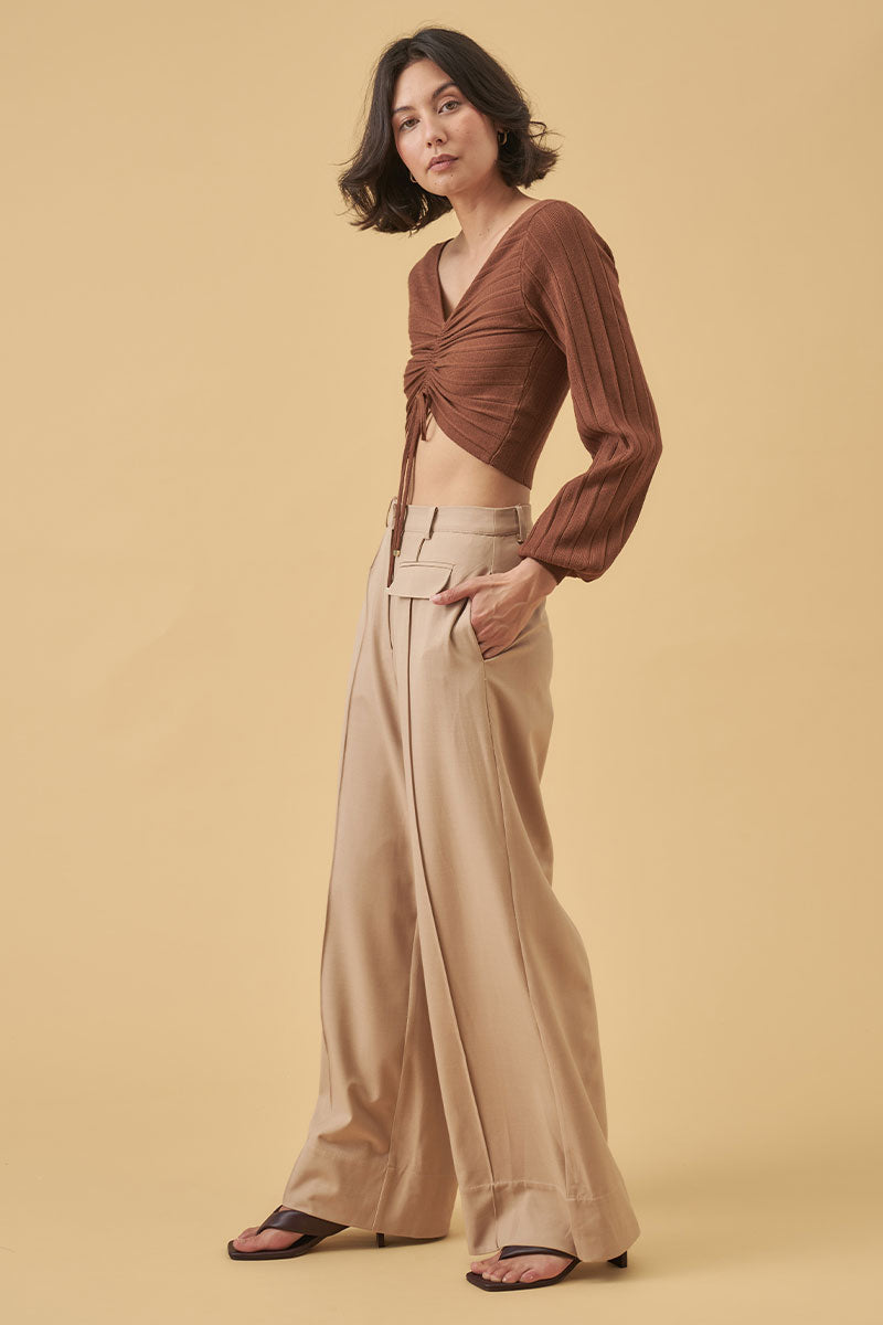 Mon Renn women's Clothing Sydney sense knit top chocolate