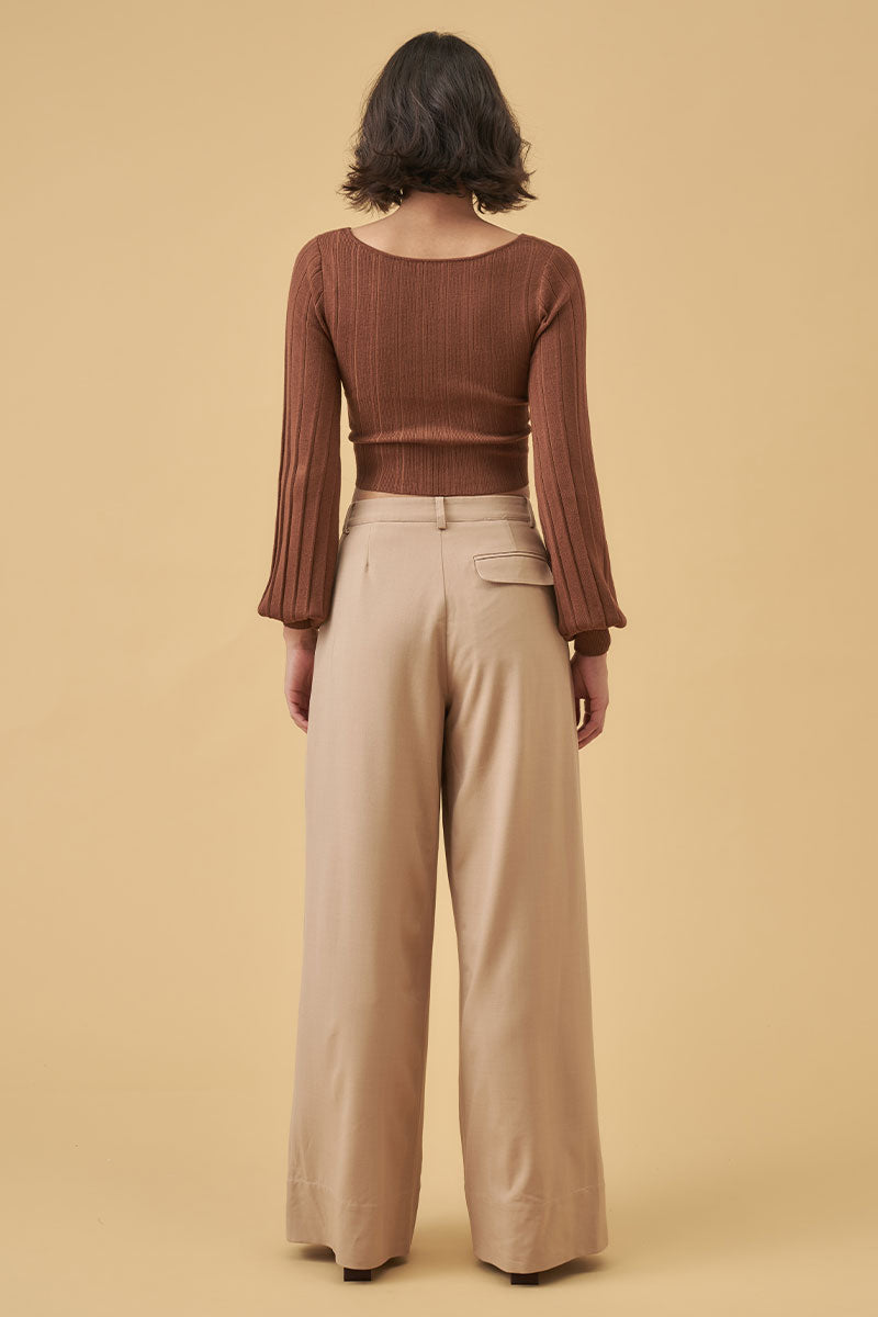 Mon Renn women's Clothing Sydney sense knit top chocolate