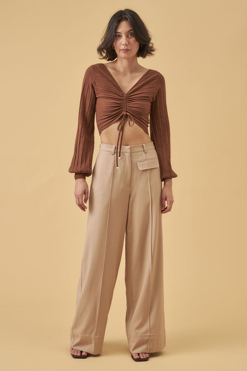 Mon Renn women's Clothing Sydney sense knit top chocolate