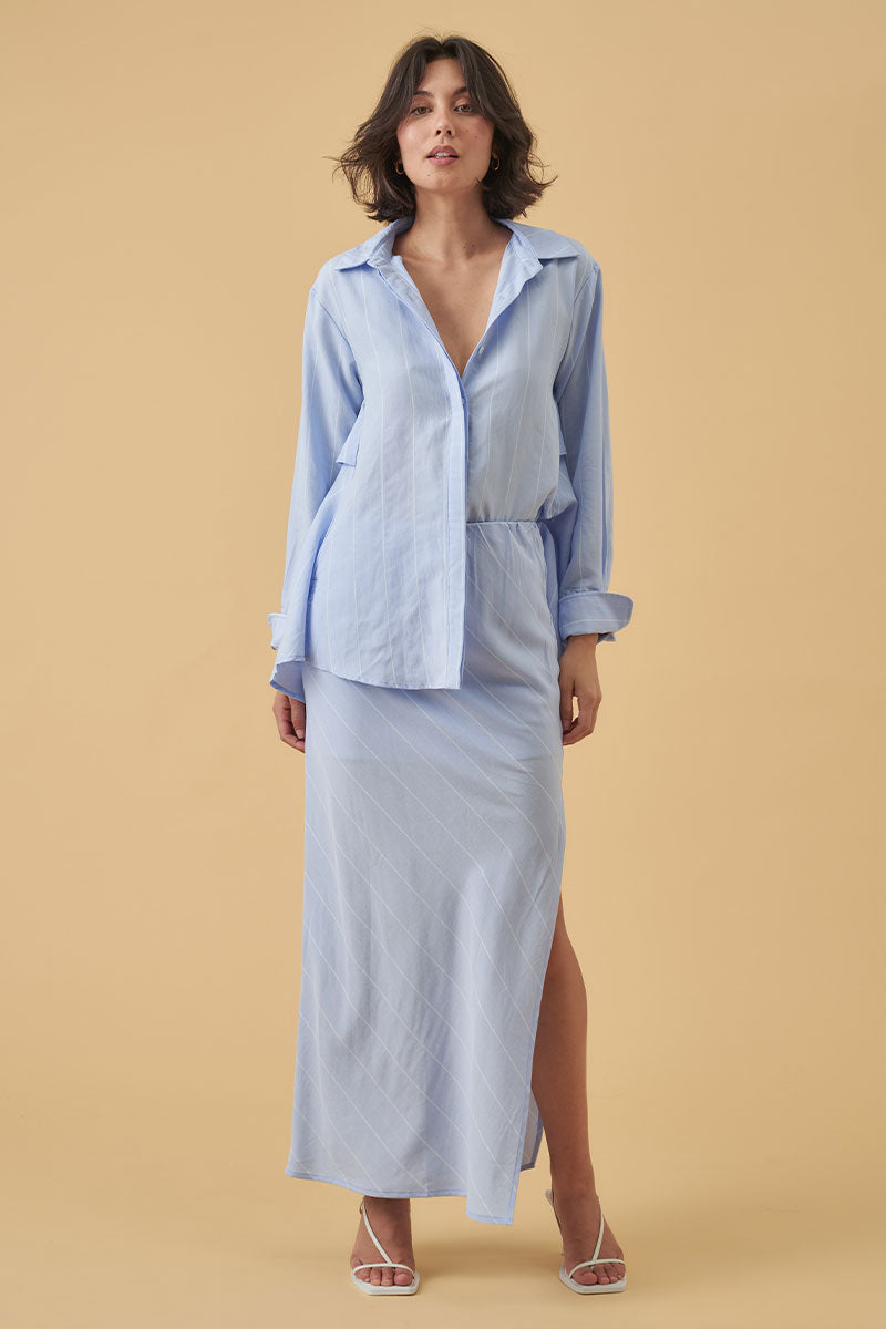 Mon Renn women's Clothing Sydney valley bias skirt blue