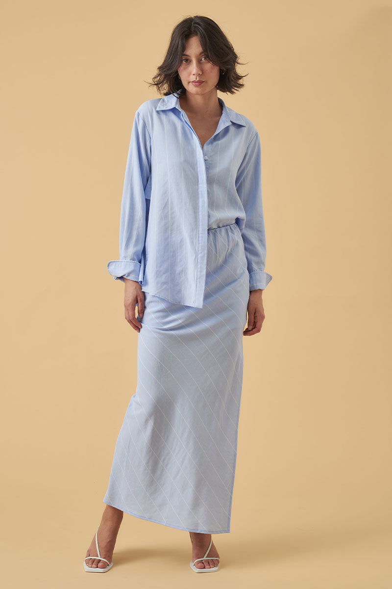 Mon Renn women's Clothing Sydney valley bias skirt blue