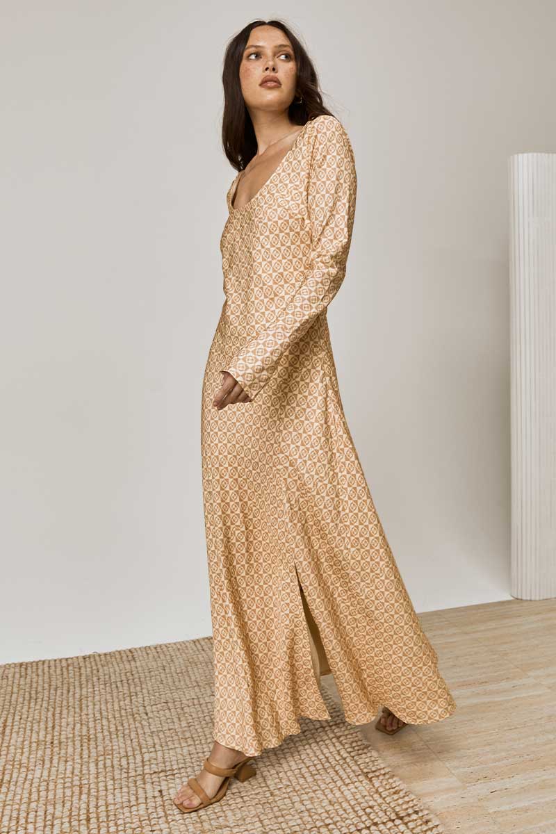 MONIKH LONG SLEEVE DRESS - MONOGRAM PRINT