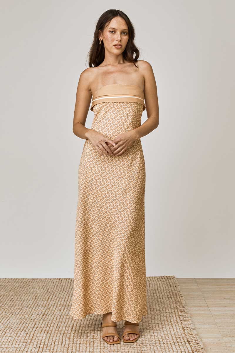 MONIKH STRAPLESS DRESS - MONOGRAM PRINT