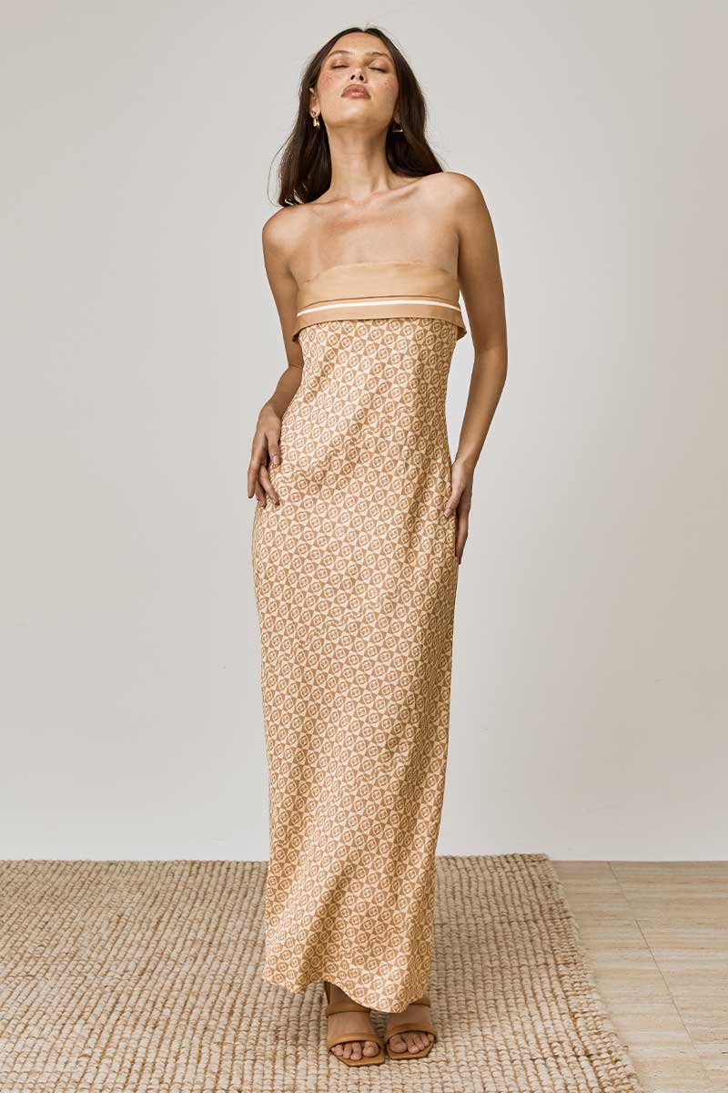 MONIKH STRAPLESS DRESS - MONOGRAM PRINT