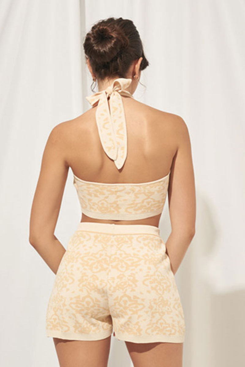 OASIS JACQUARD CROP - NATURAL
