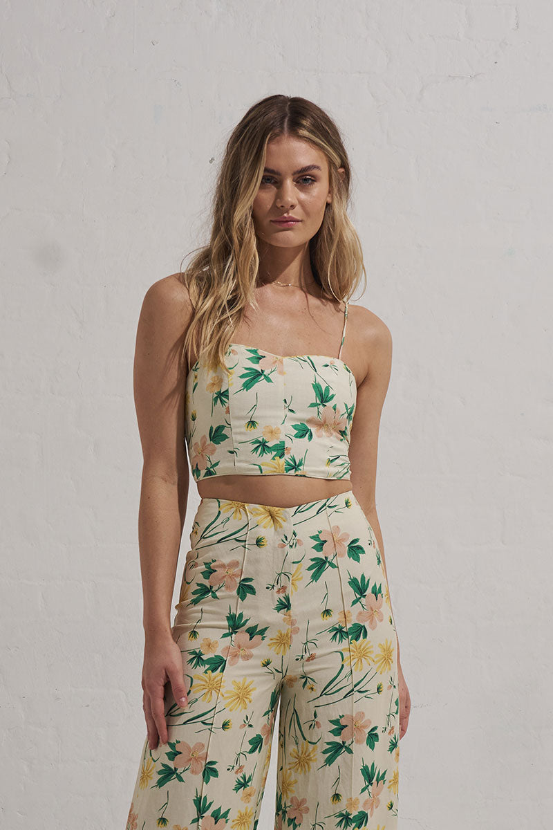 Monrenn Womens Clothing Sydney Etherial Floral Crop Cream