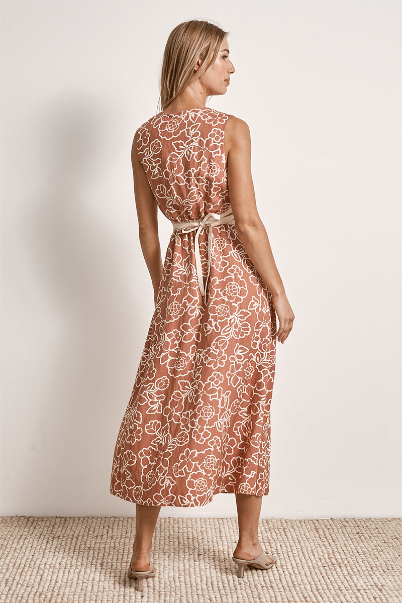 Mon Renn women's Clothing Sydney Monte Floral midi Dress Red