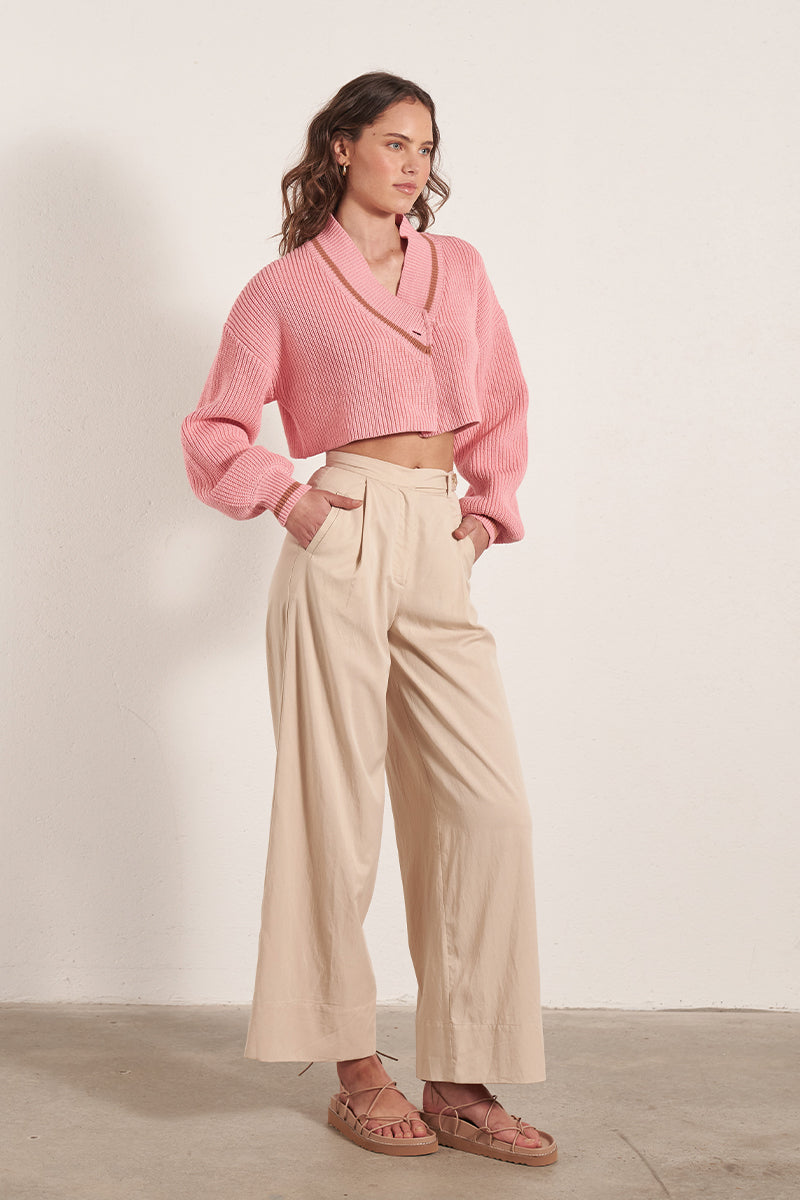 Mon Renn women's Clothing Sydney Pacific Knit Cardigan Pink