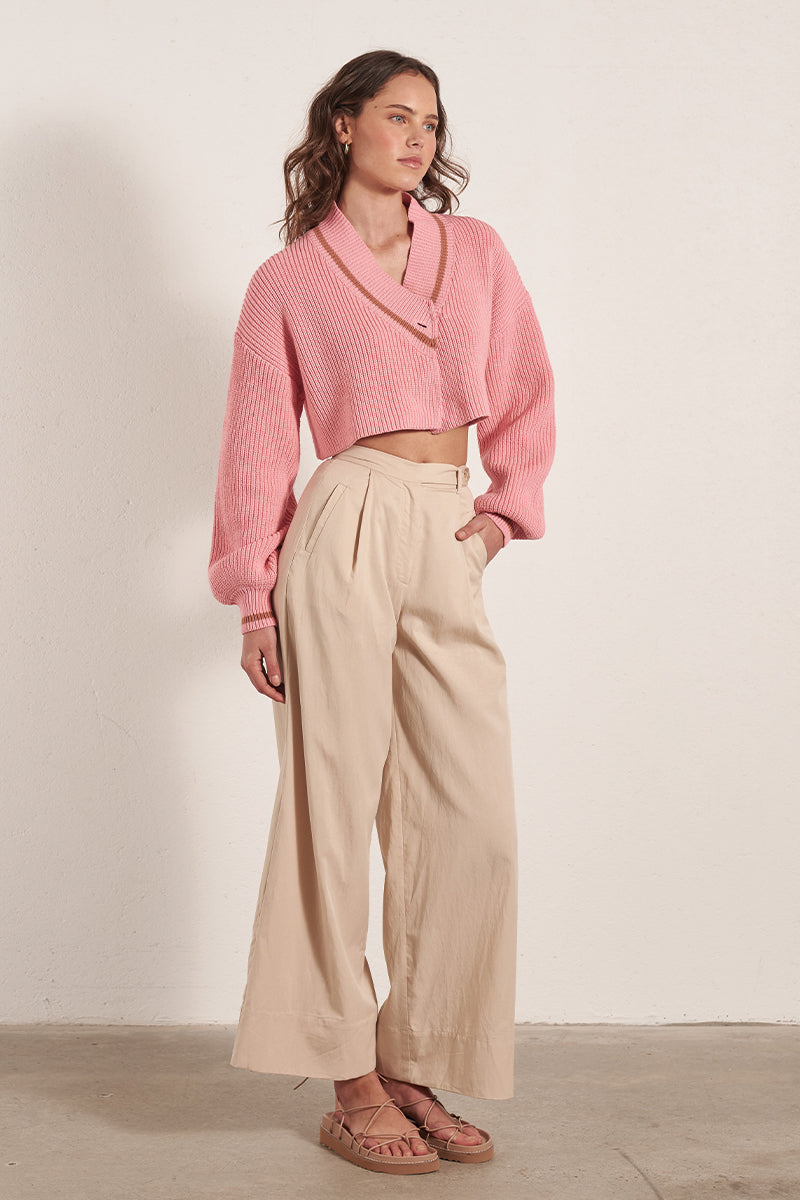 Mon Renn women's Clothing Sydney Pacific Knit Cardigan Pink
