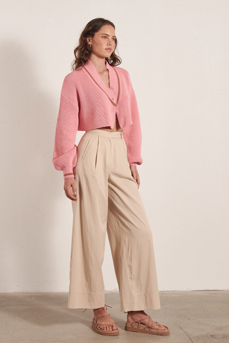 Mon Renn women's Clothing Sydney Pacific Knit Cardigan Pink