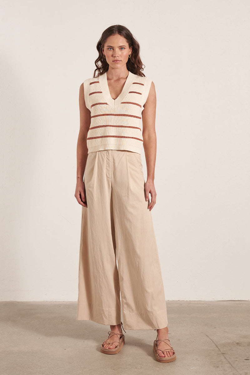 Mon Renn women's Clothing Sydney Pacific Knit Vest Cream