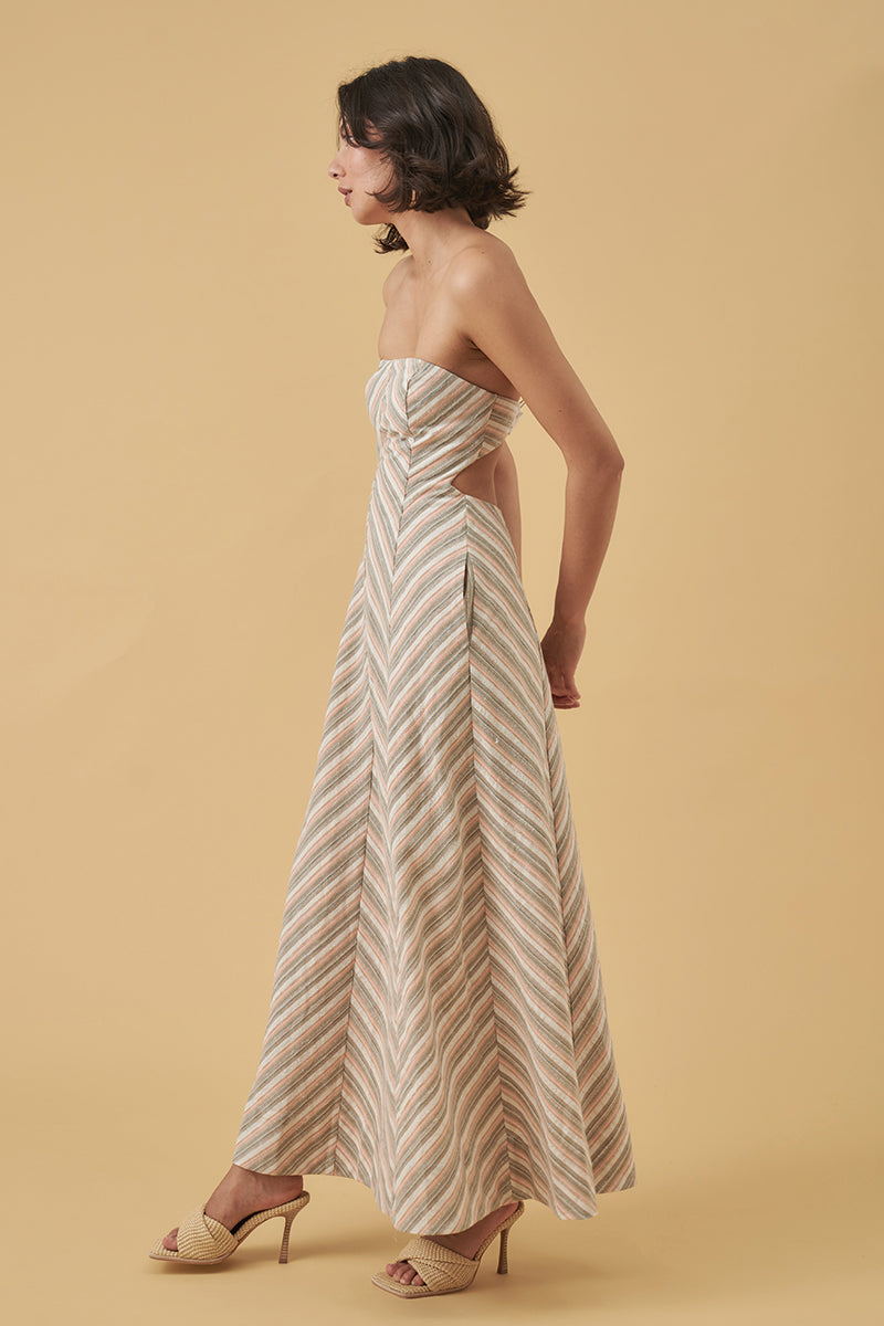 Mon Renn women's Clothing Sydney euphoria strapless dress stripe