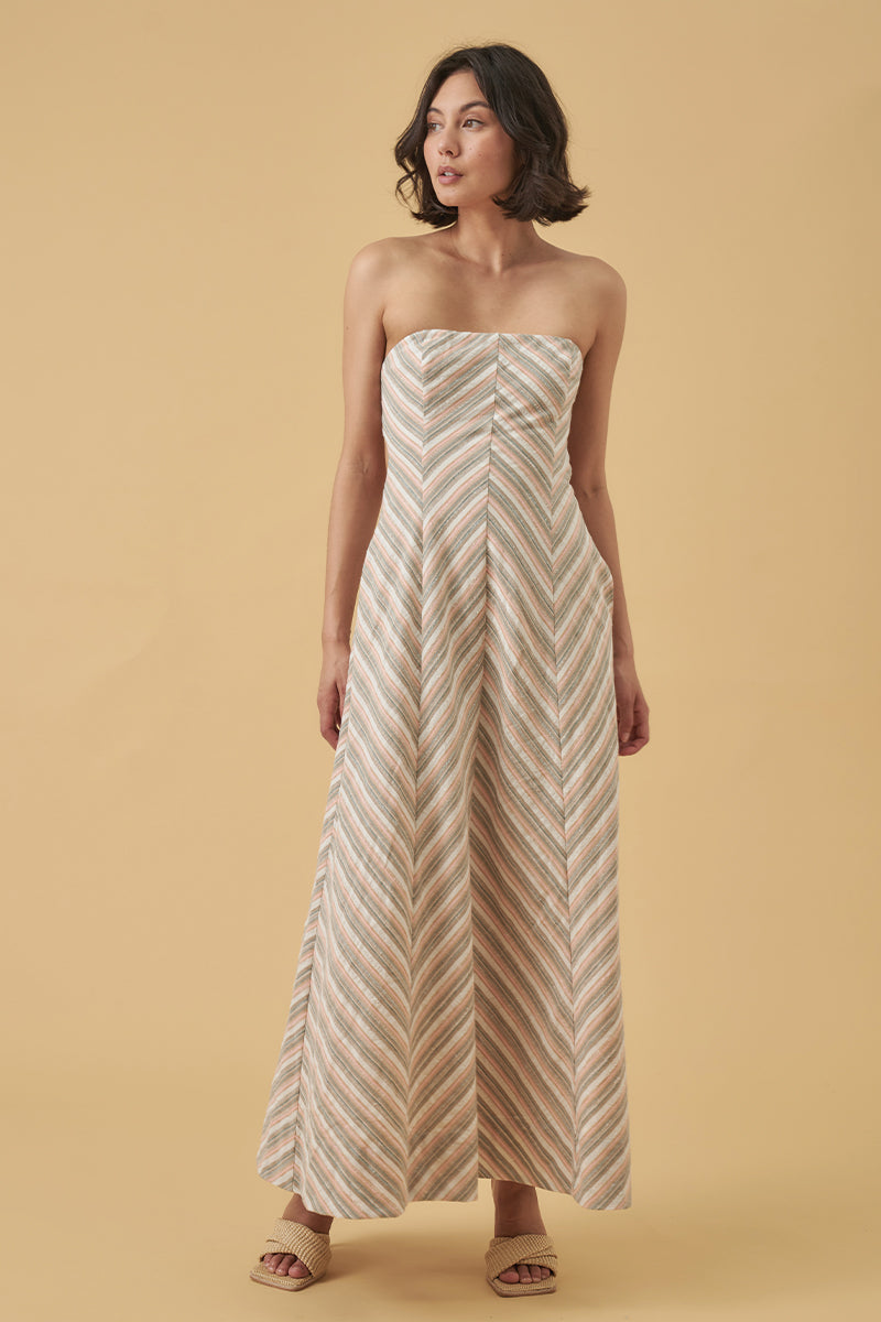 Mon Renn women's Clothing Sydney euphoria strapless dress stripe