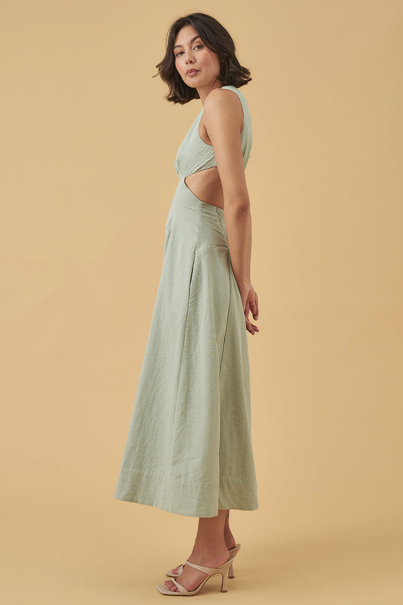 Mon Renn women's Clothing Sydney Evoke midi dress sage