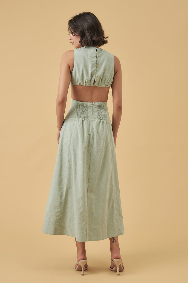 Mon Renn women's Clothing Sydney Evoke midi dress sage