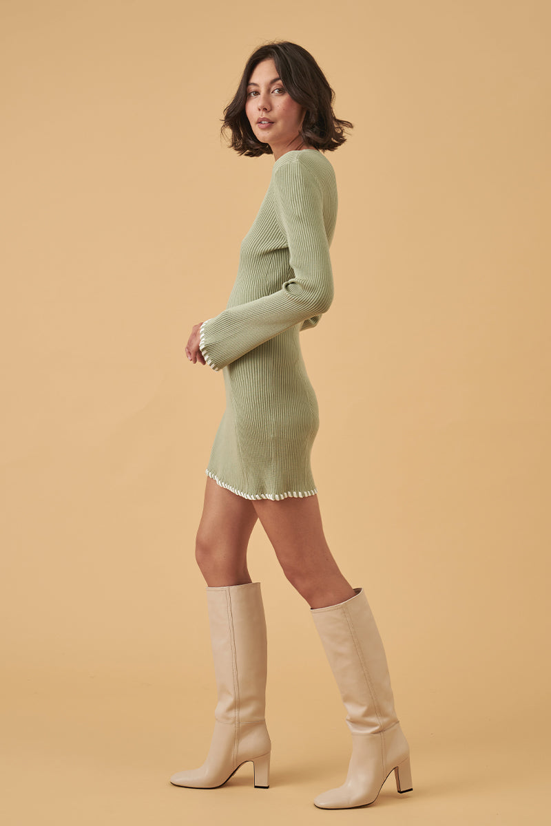 Mon Renn women's Clothing Sydney Trace Knit Dress sage